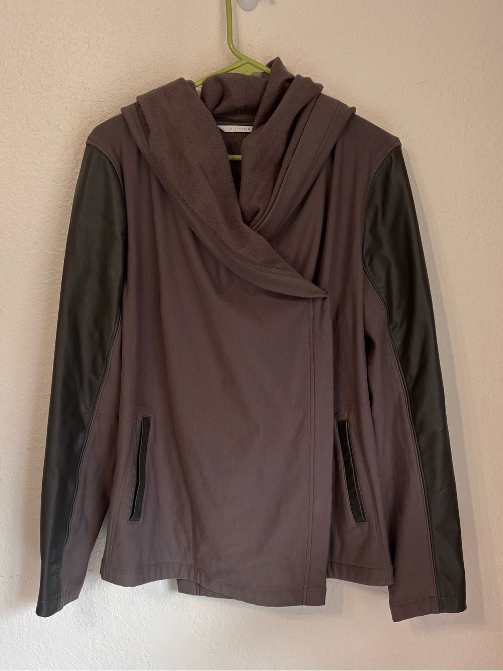 Elaine Kim Leather Trim Wrap Jacket Large